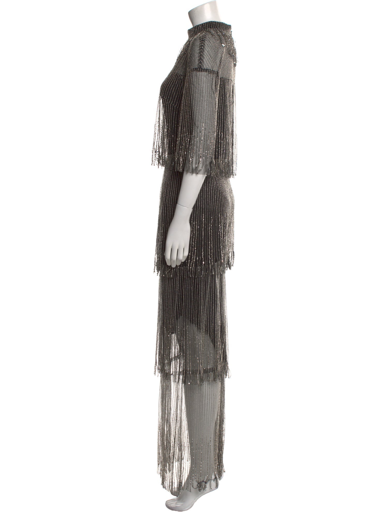 Monique Lhuillier Striped Long Dress