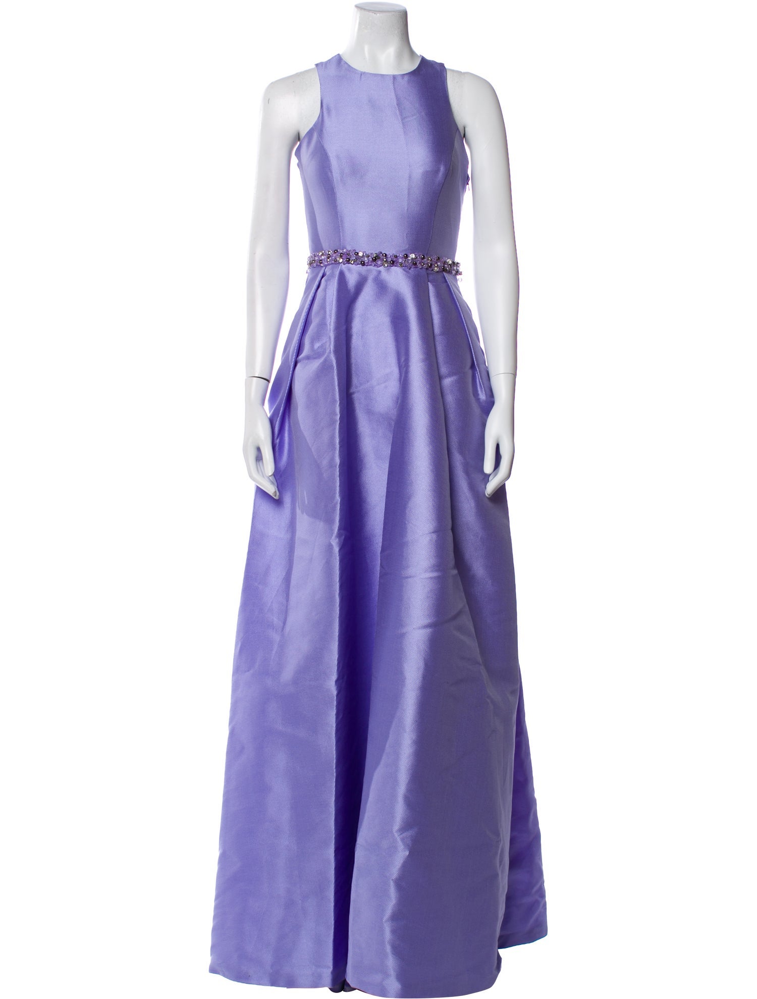 Monique Lhuillier Crew Neck Long Dress