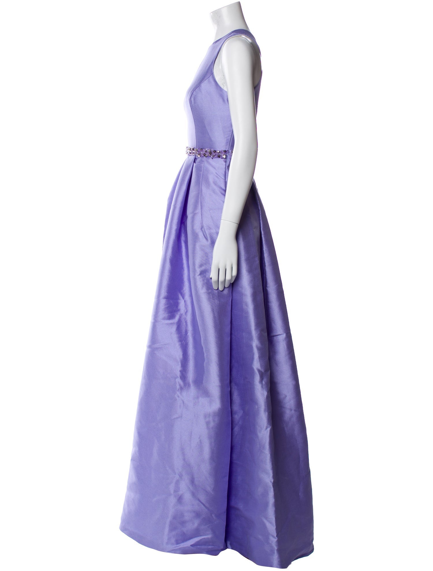 Monique Lhuillier Crew Neck Long Dress