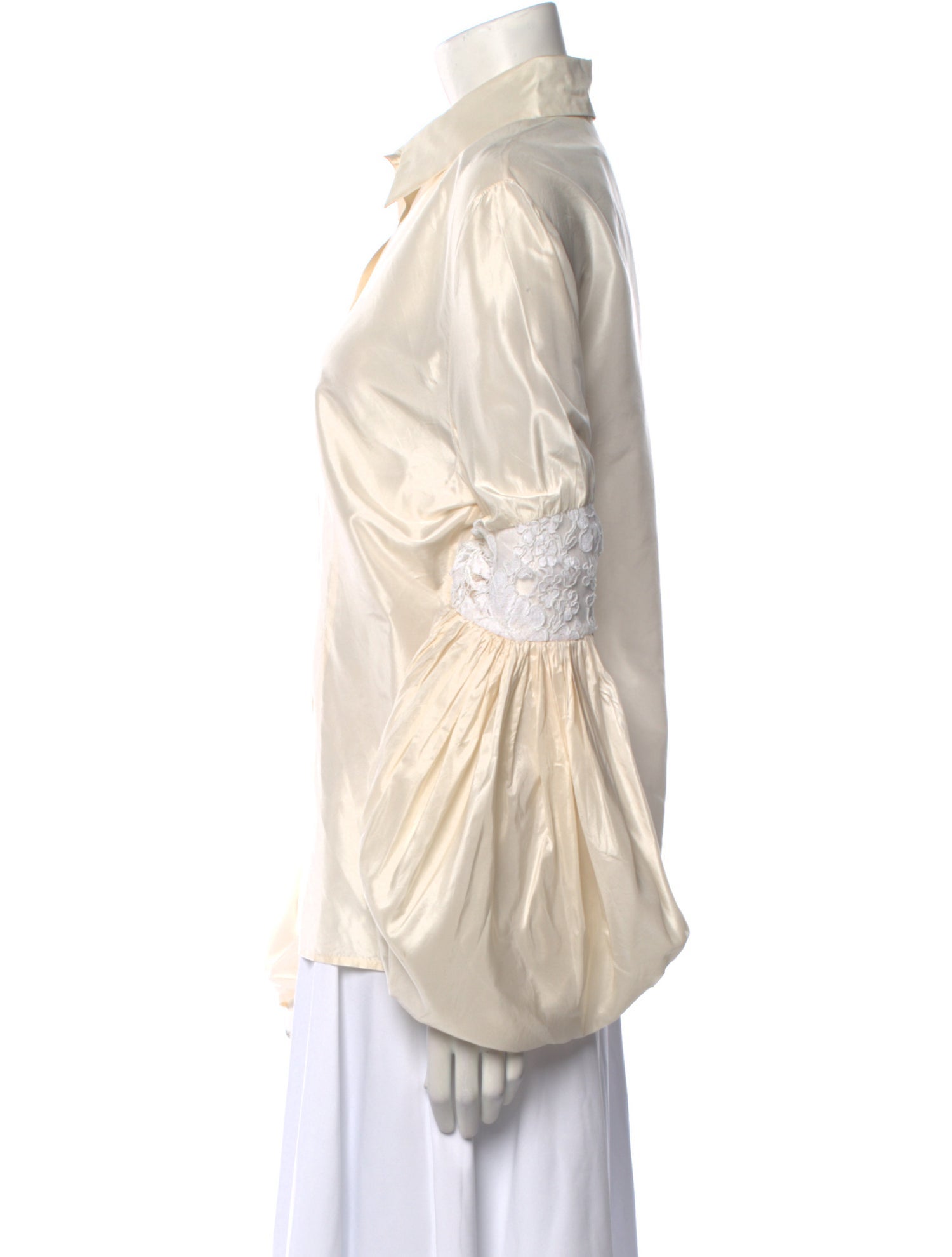 Monique Lhuillier Silk Long Sleeve Button-Up Top