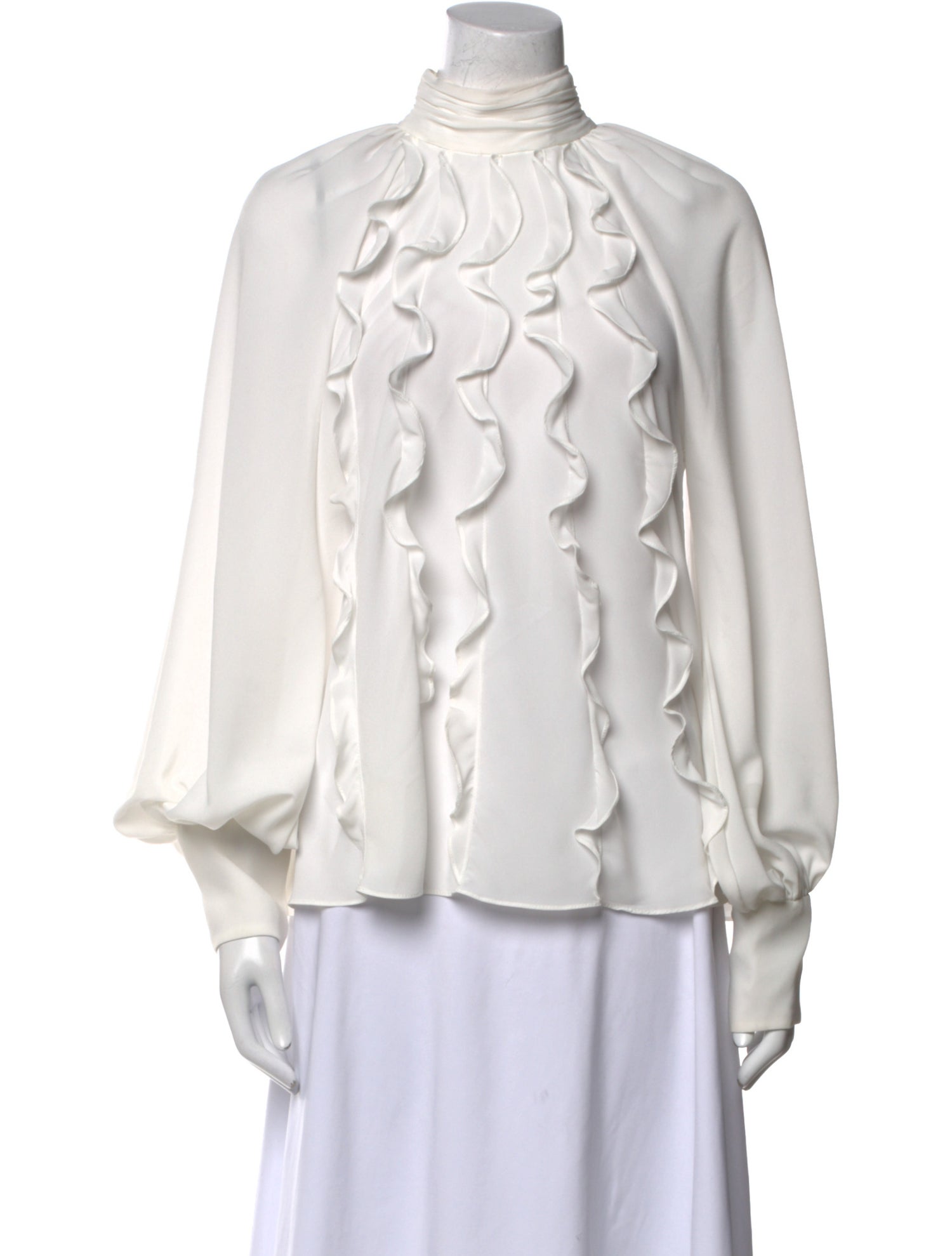 Monique Lhuillier Mock Neck Long Sleeve Blouse