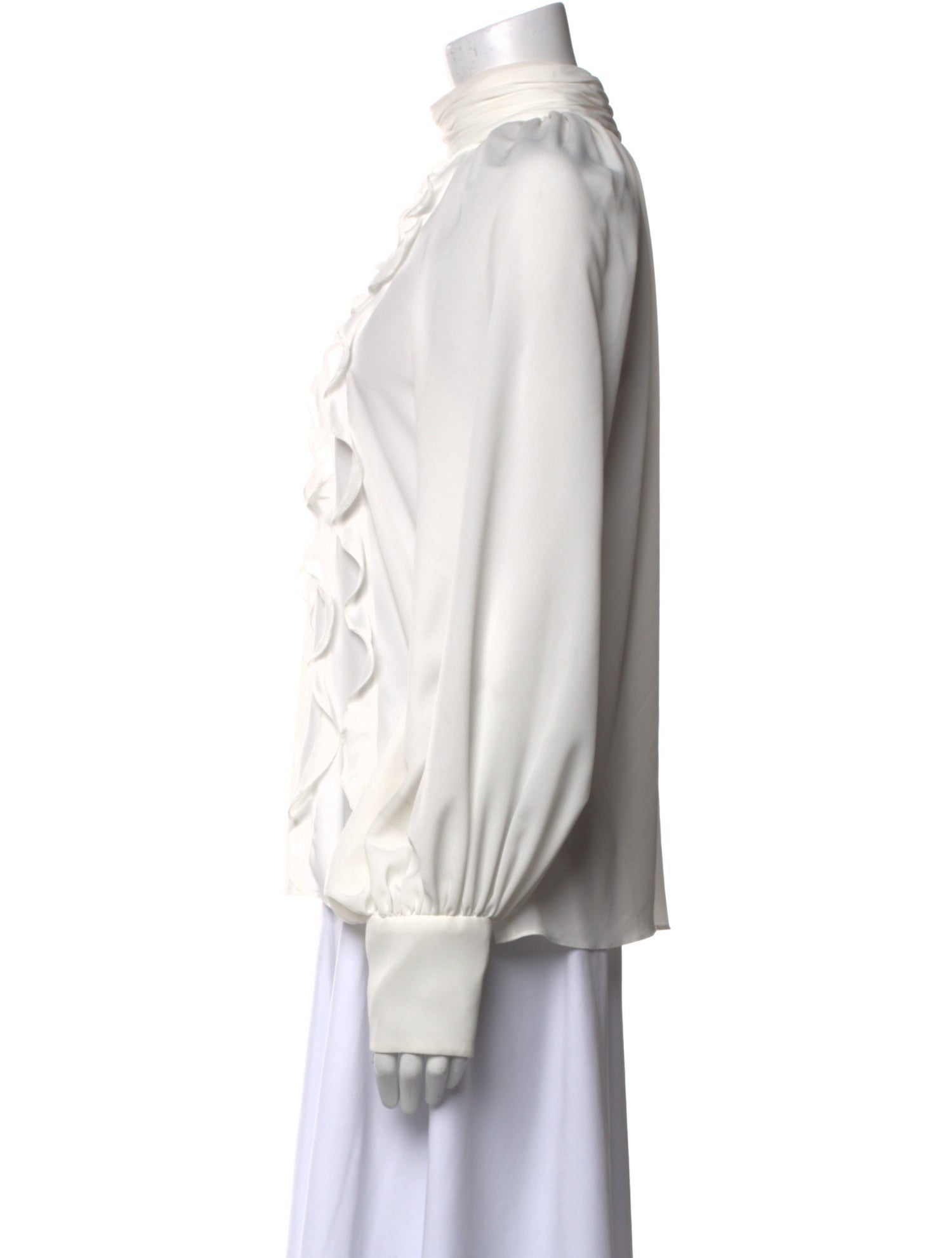 Monique Lhuillier Mock Neck Long Sleeve Blouse