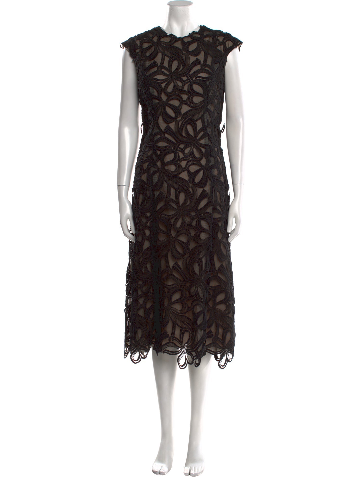 Monique Lhuillier Lace Pattern Midi Length Dress