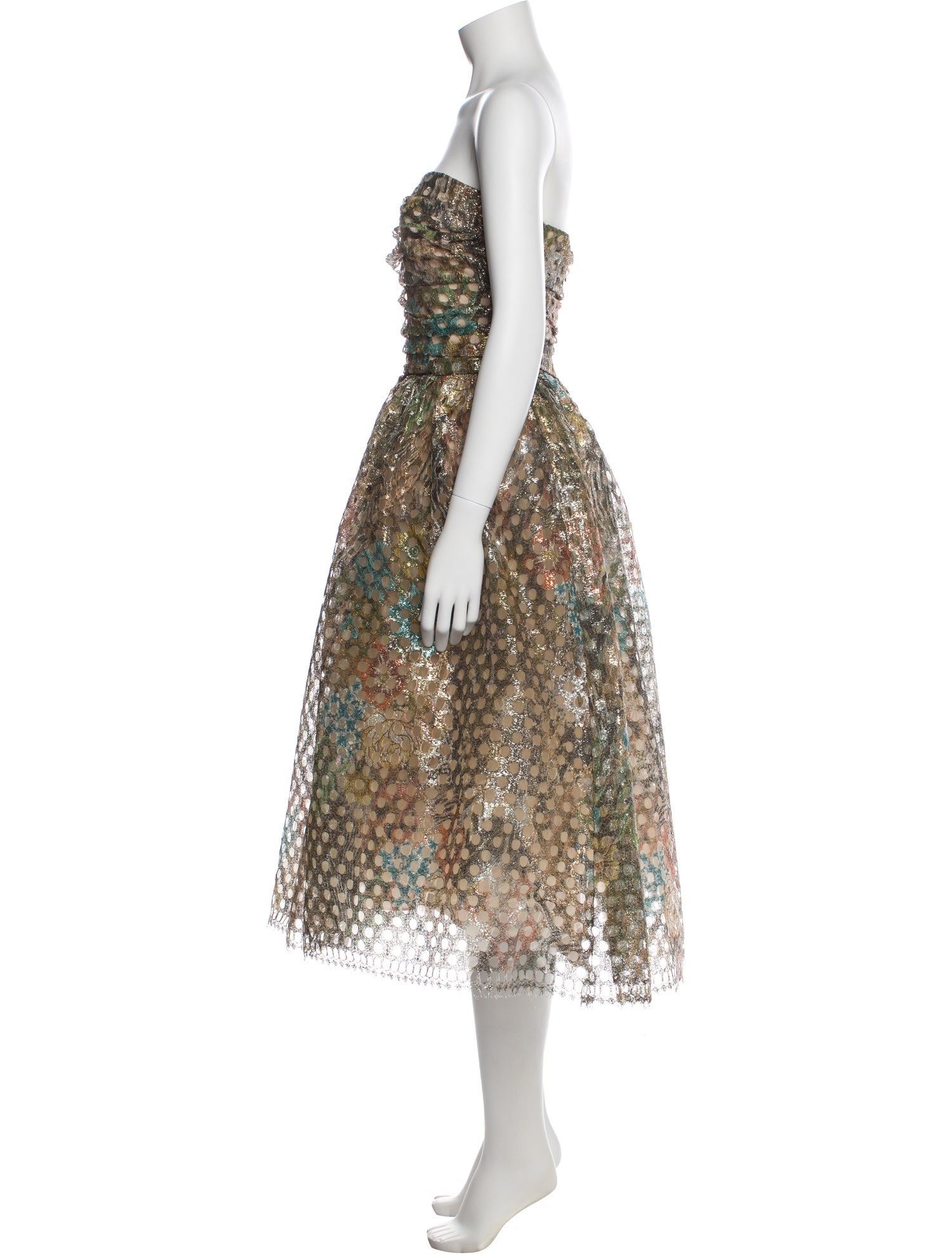 Monique Lhuillier Printed Midi Length Dress