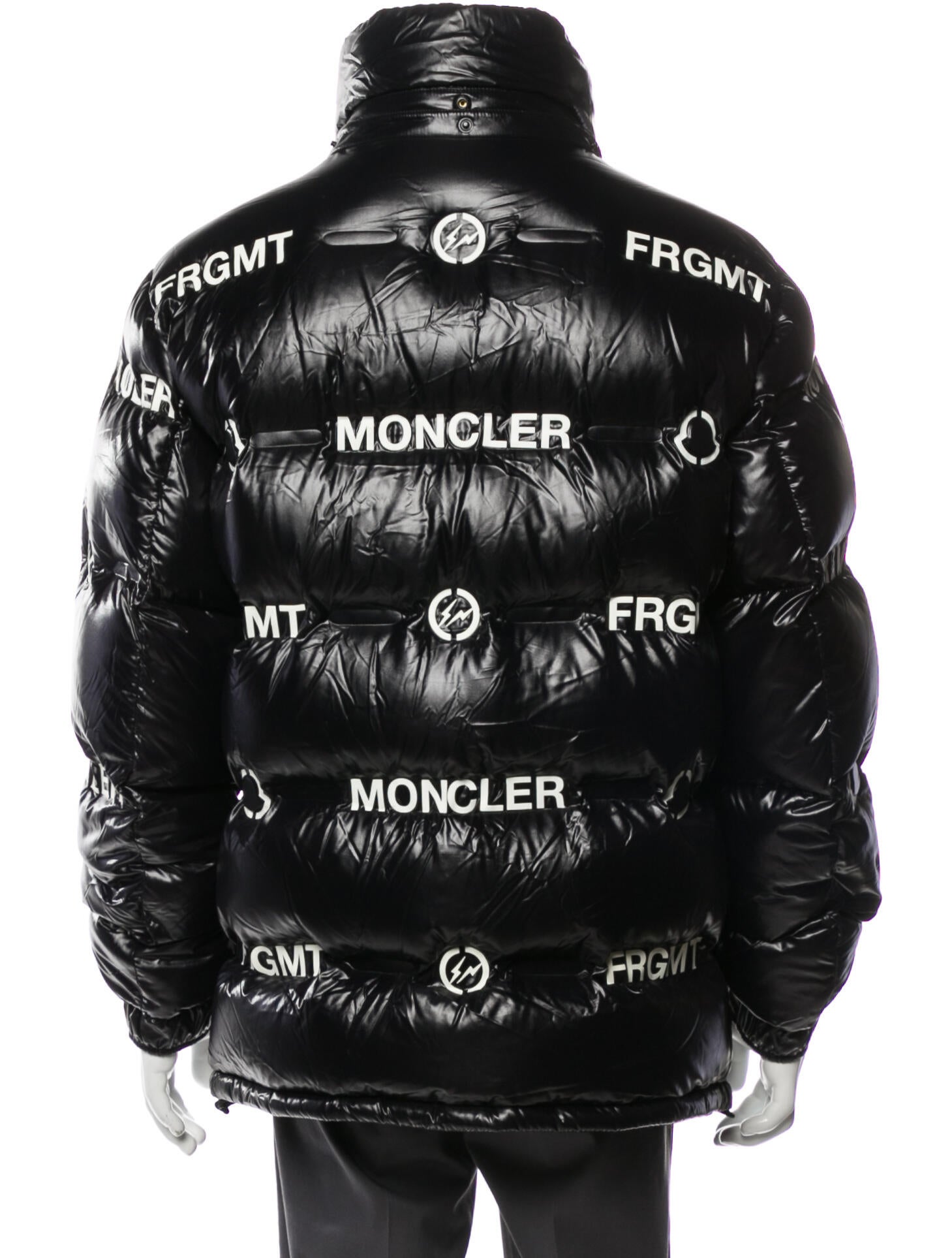 Moncler x Fragment Design Graphic Print Puffer Coat - Black