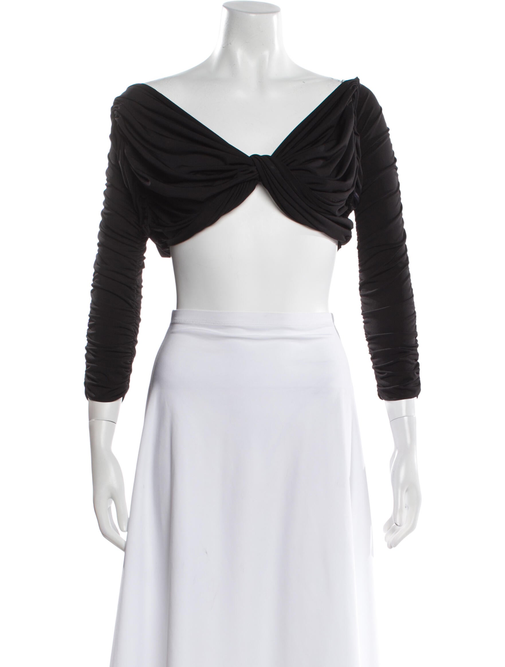 Mônot V-Neck Three-Quarter Sleeve Crop Top w/ Tags