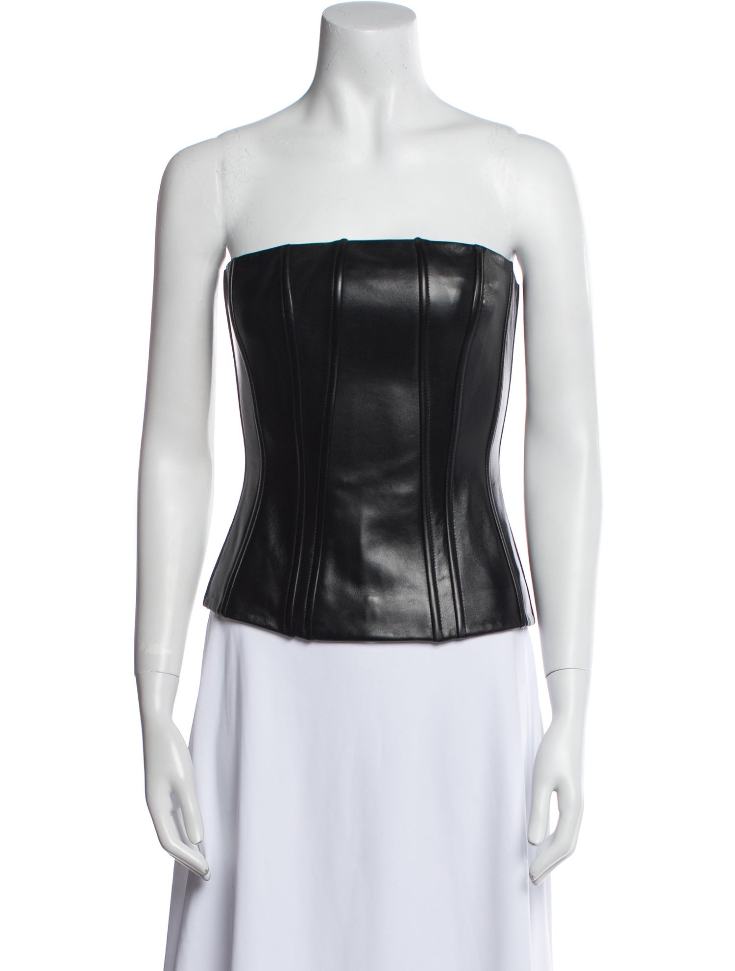 Mônot Leather Strapless Crop Top