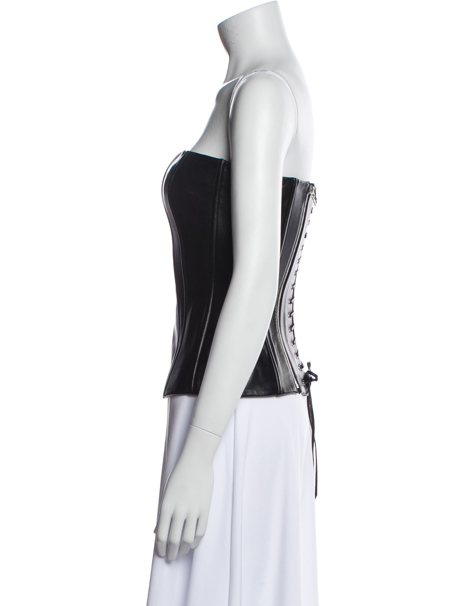 Mônot Leather Strapless Crop Top