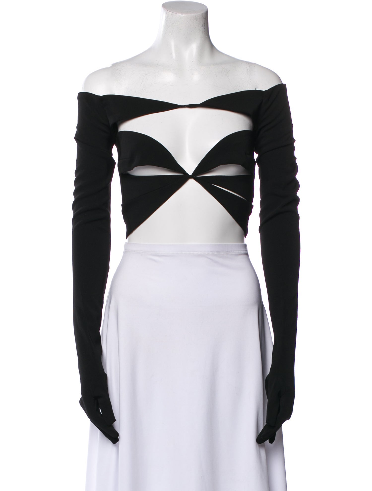 Mônot Off-The-Shoulder Long Sleeve Crop Top