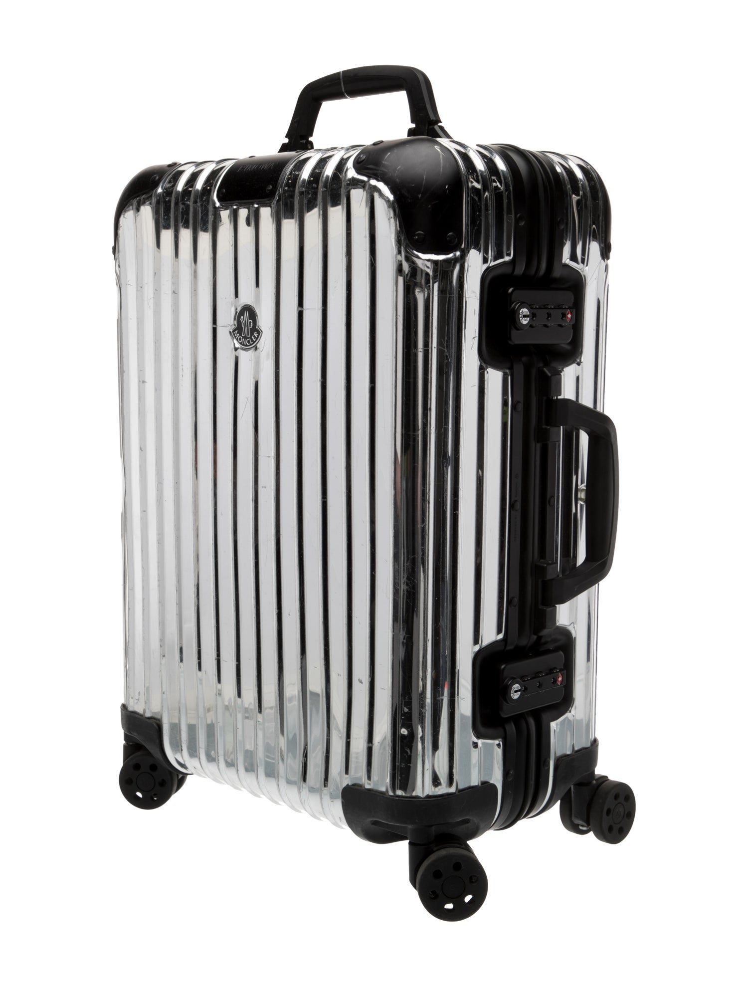 Moncler x Rimowa Men's grey metallic rolling suitcase