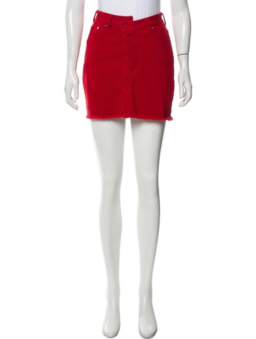 Monse Denim Mini Skirt Red