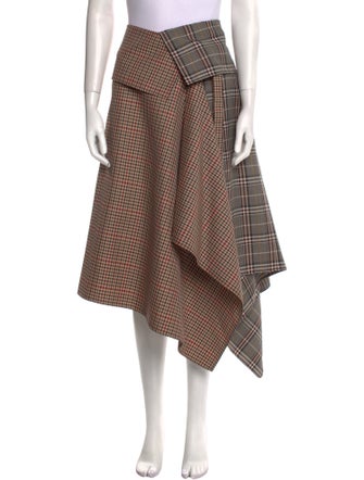 Monse Plaid Print Midi Length Skirt