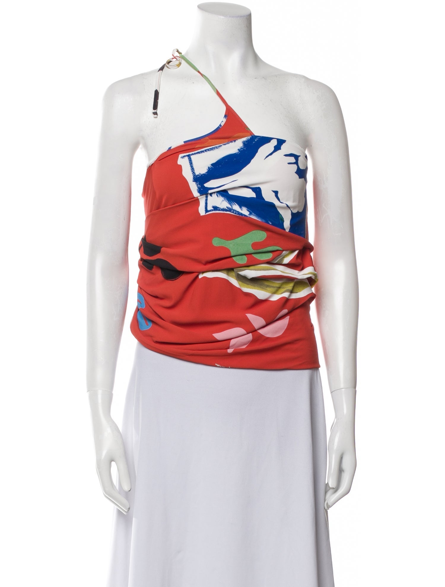 Monse Printed One-Shoulder Crop Top