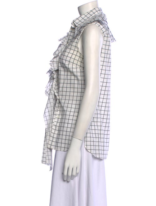 Monse Plaid Print Sleeveless Button-Up Top
