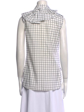 Monse Plaid Print Sleeveless Button-Up Top