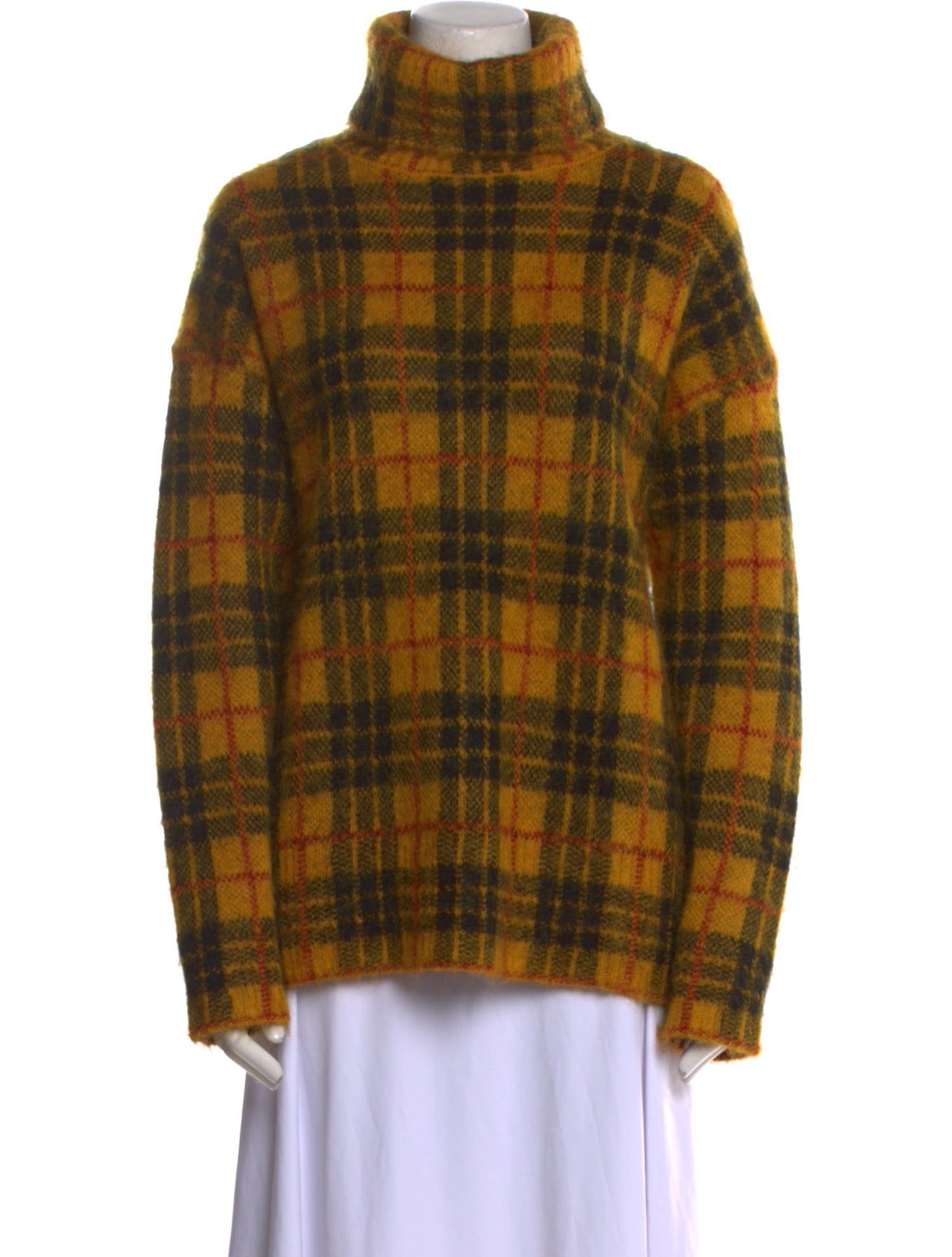 Monse Plaid Print Turtleneck Sweater