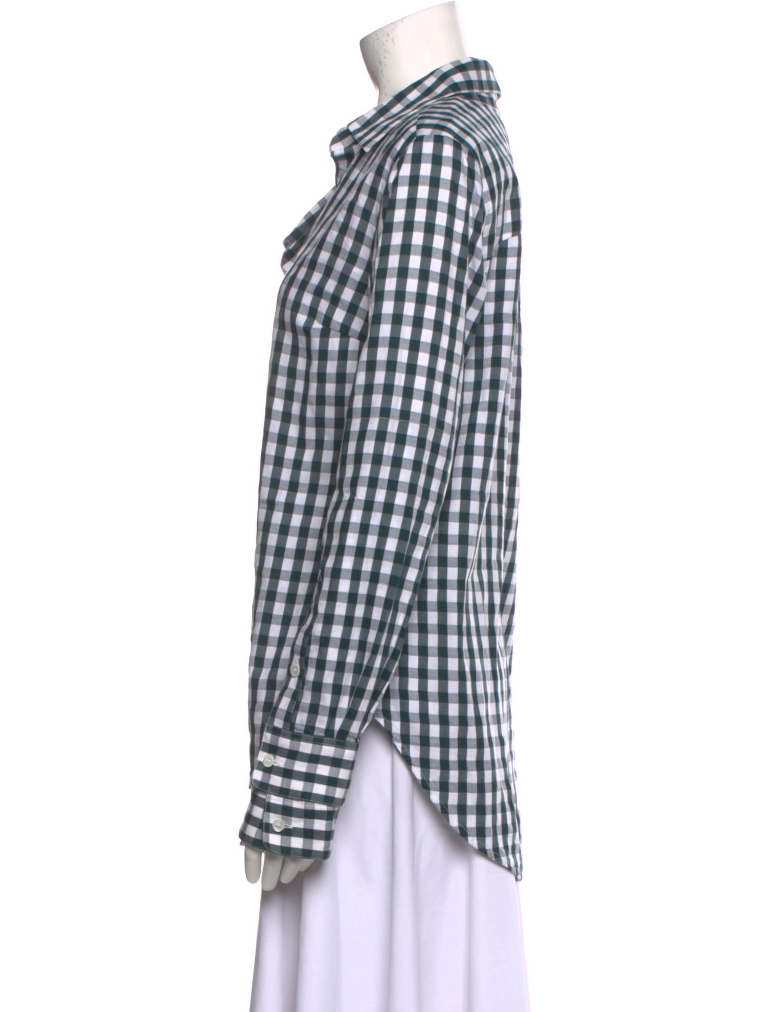 Monse Plaid Print V-Neck Button-Up Top
