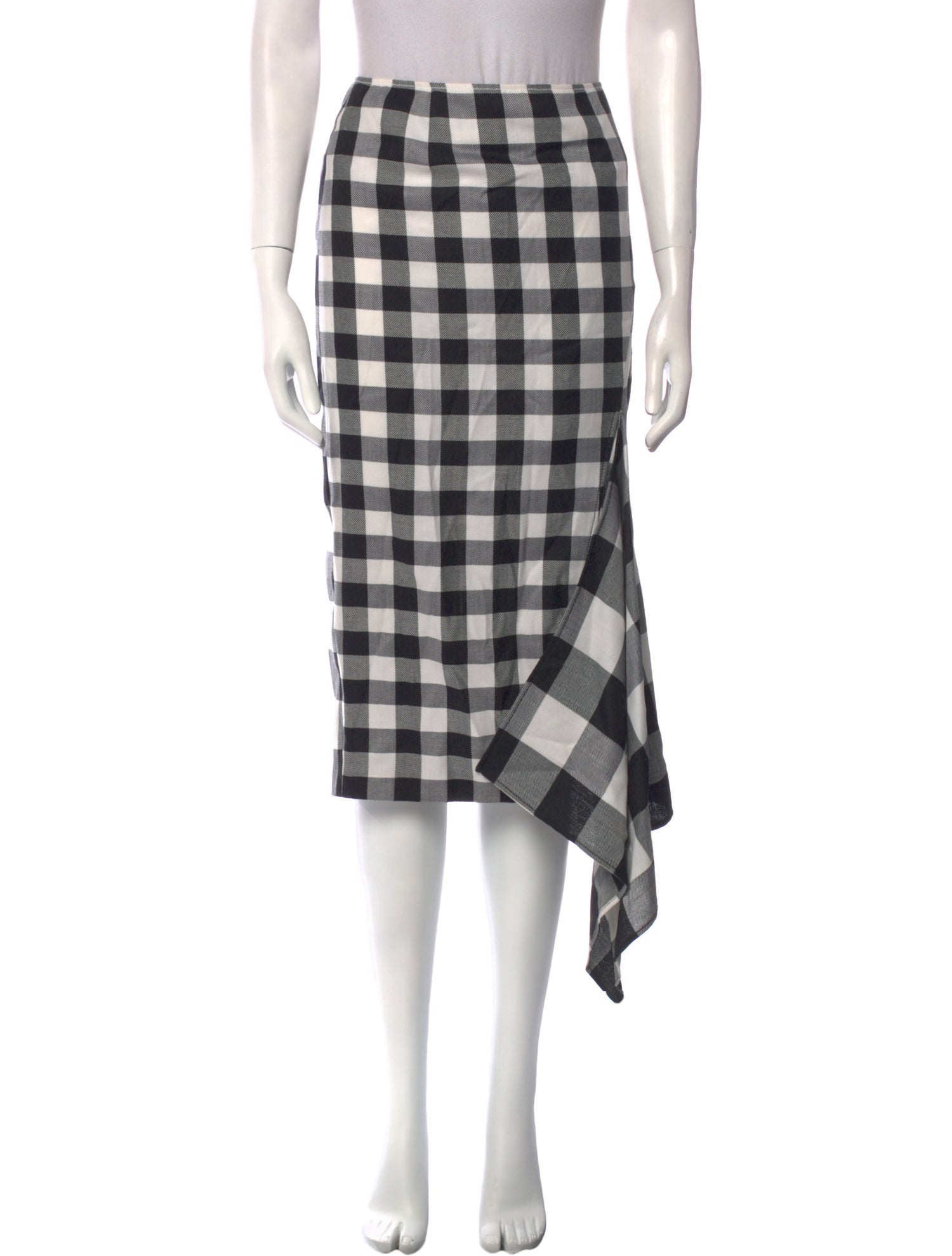Monse Plaid Print Midi Length Skirt