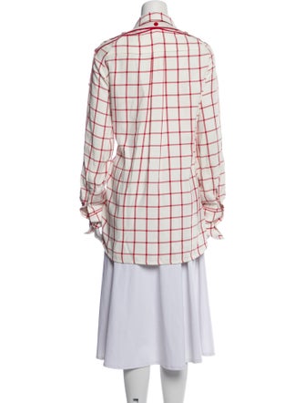 Monse Plaid Print Long Sleeve Button-Up Top