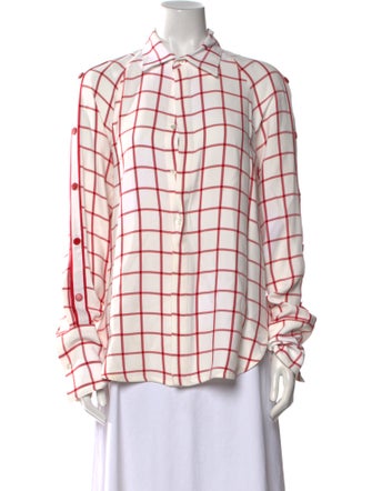 Monse Plaid Print Long Sleeve Button-Up Top