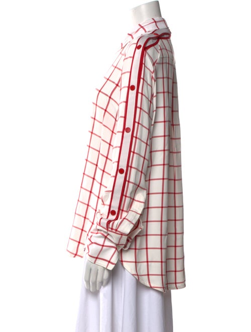 Monse Plaid Print Long Sleeve Button-Up Top