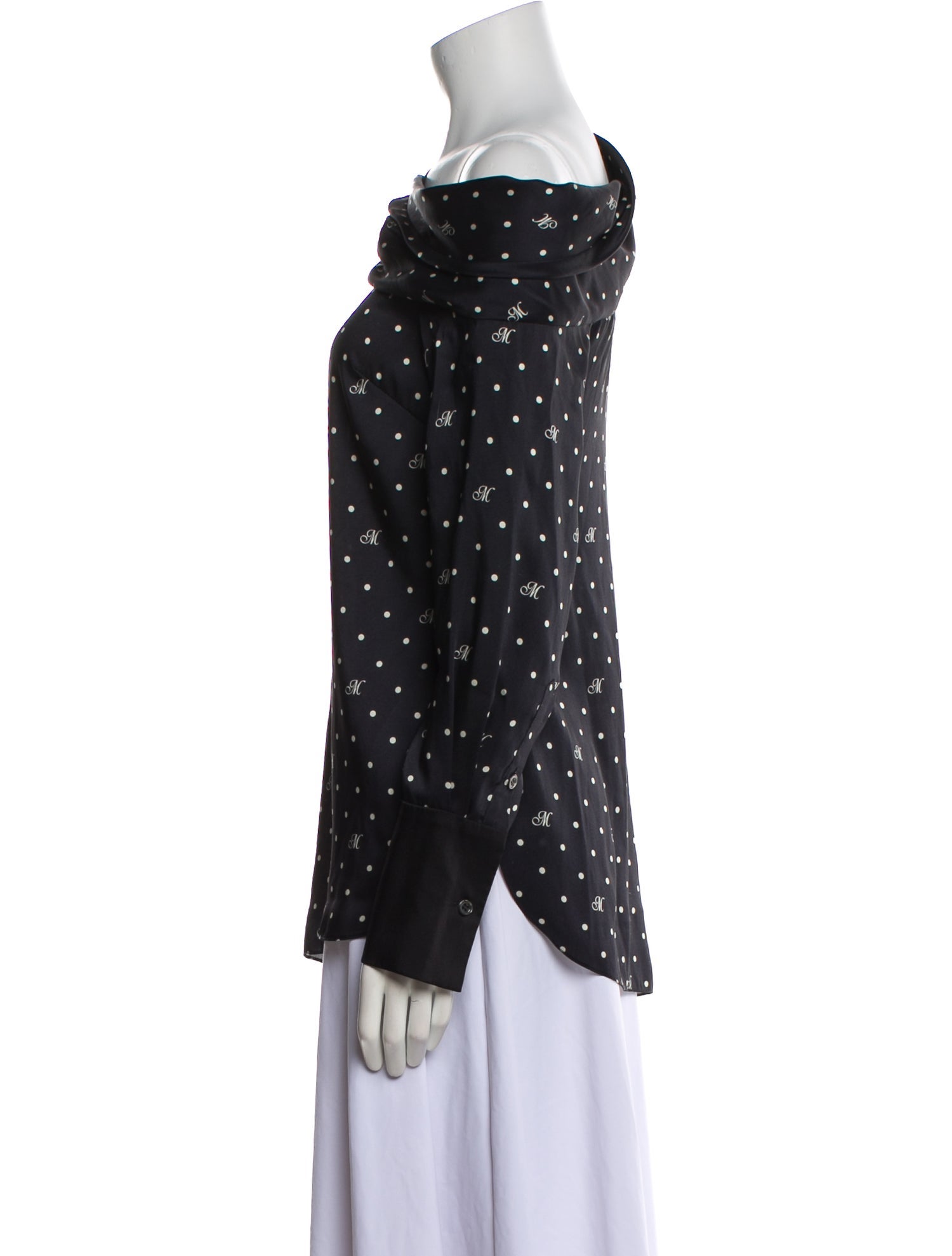 Monse Polka Dot Print Off-The-Shoulder Blouse