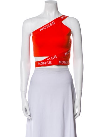 Monse Graphic Print One-Shoulder Crop Top