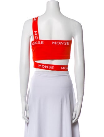 Monse Graphic Print One-Shoulder Crop Top