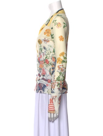 Monse Floral Print V-Neck Button-Up Top