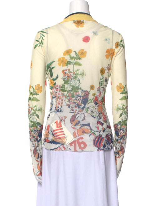 Monse Floral Print V-Neck Button-Up Top