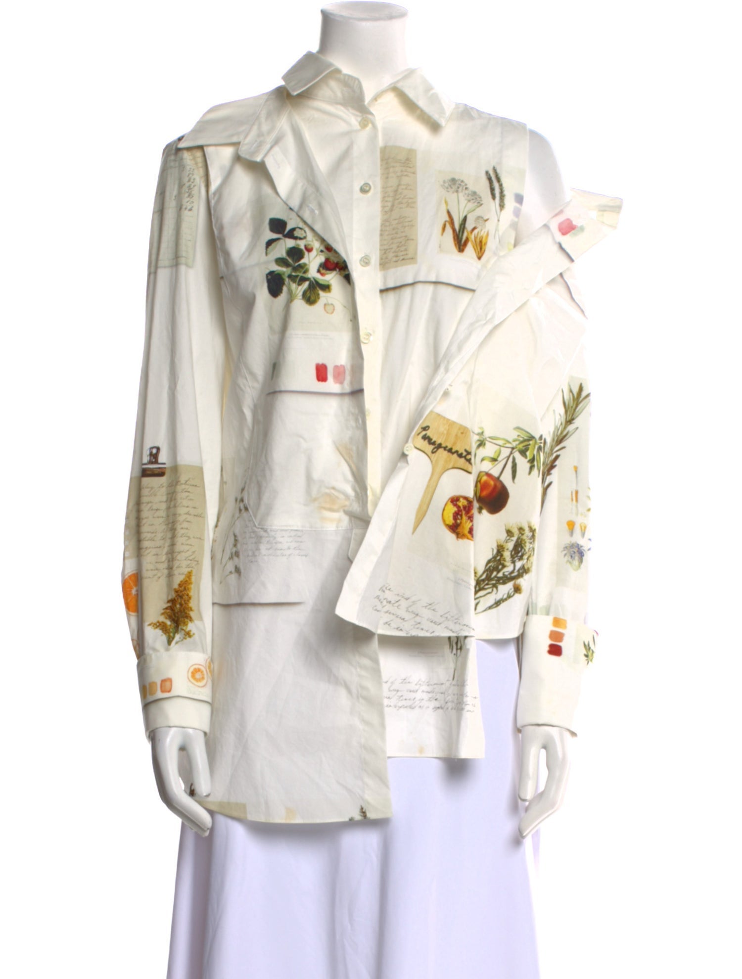 Monse Printed Long Sleeve Button-Up Top