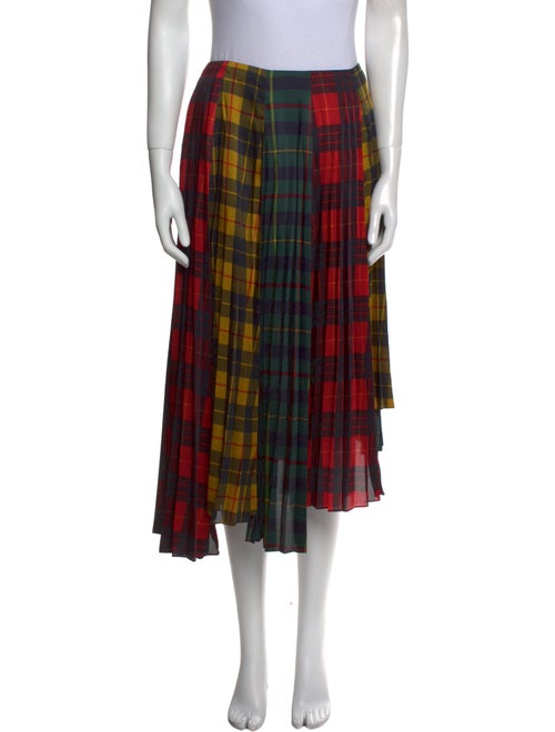 Monse Plaid Print Midi Length Skirt