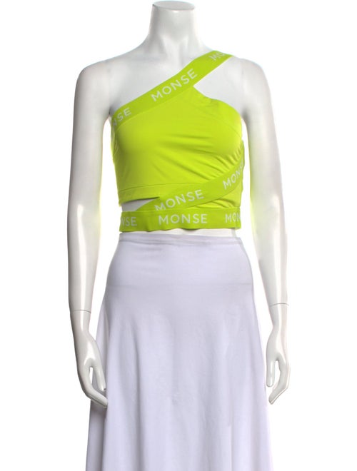 Monse Graphic Print One-Shoulder Crop Top