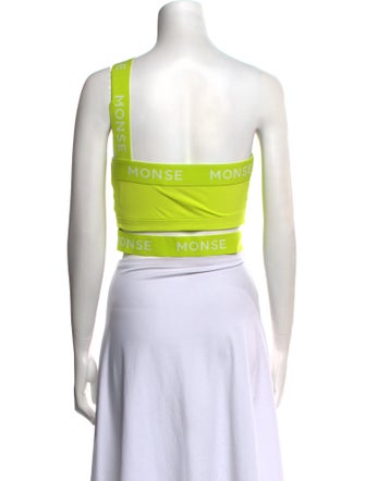 Monse Graphic Print One-Shoulder Crop Top