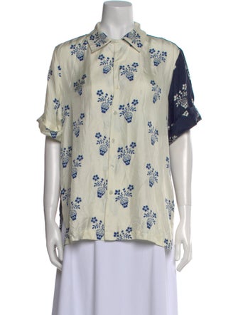 Monse Silk Printed Button-Up Top