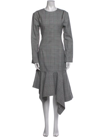 Monse Plaid Print Long Dress