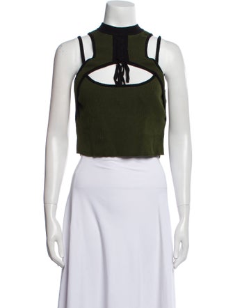 Monse Mock Neck Sleeveless Crop Top