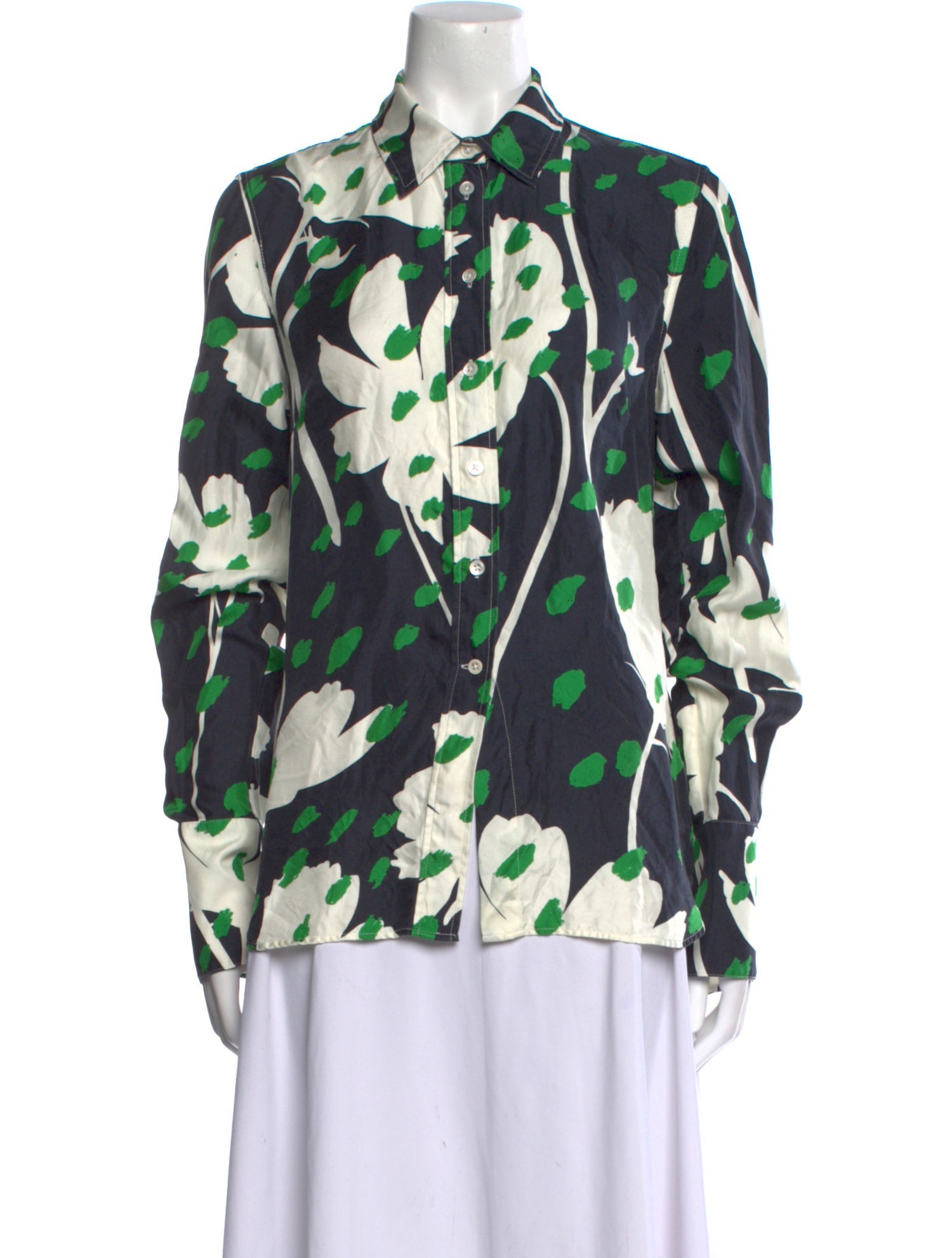 Monse Silk Printed Button-Up Top