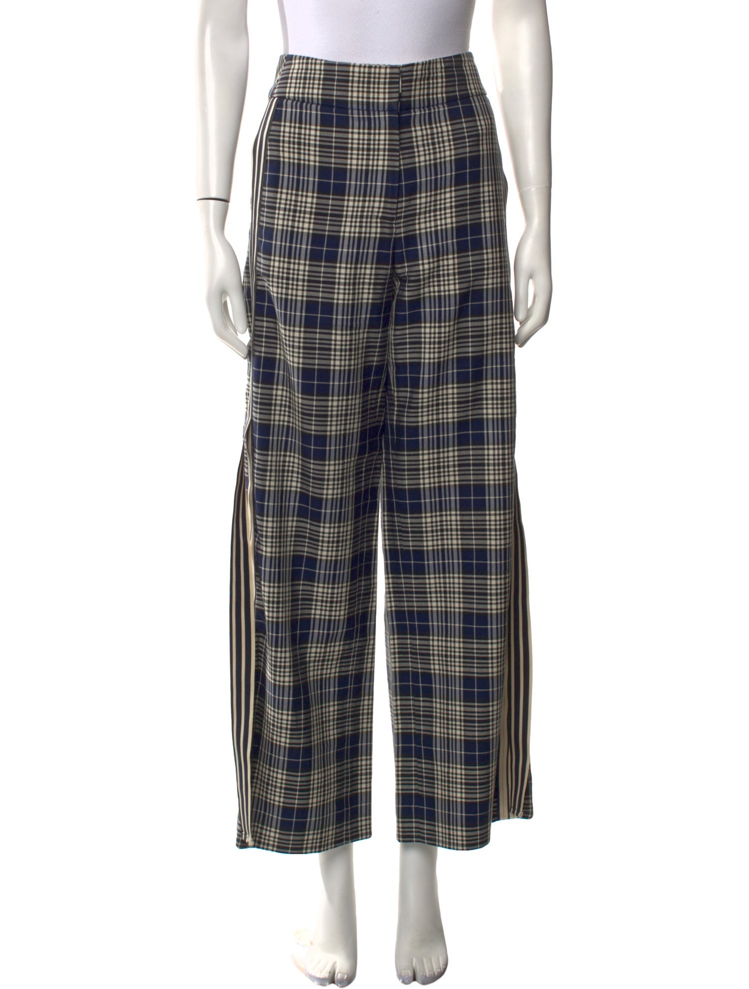 Monse Plaid Print Wide Leg Pants