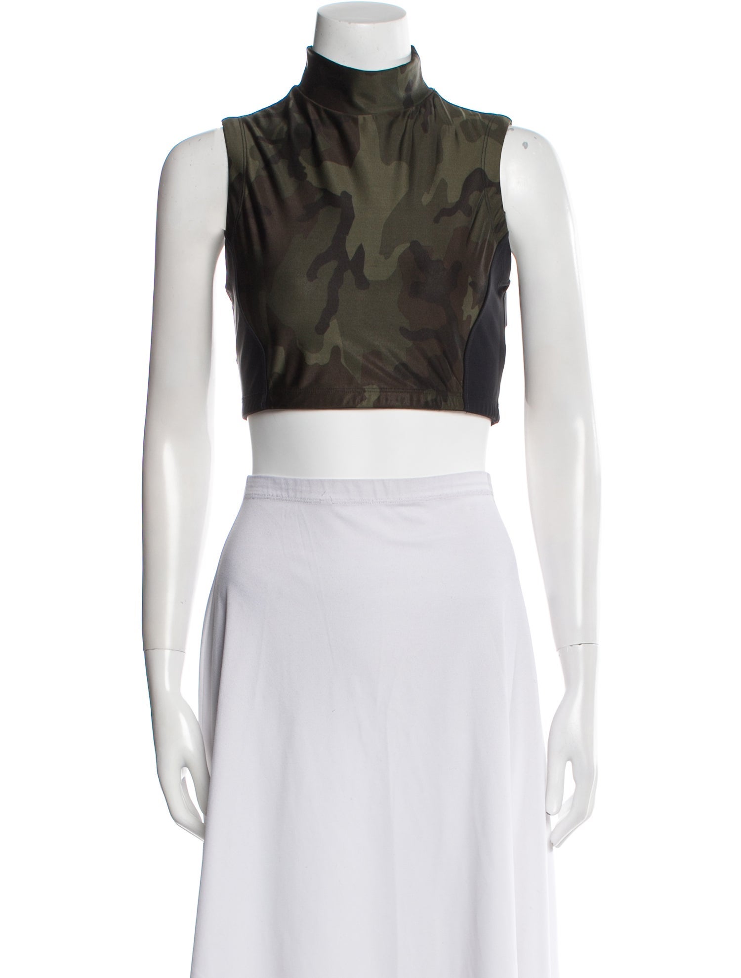 Monse Mock Neck Sleeveless Crop Top