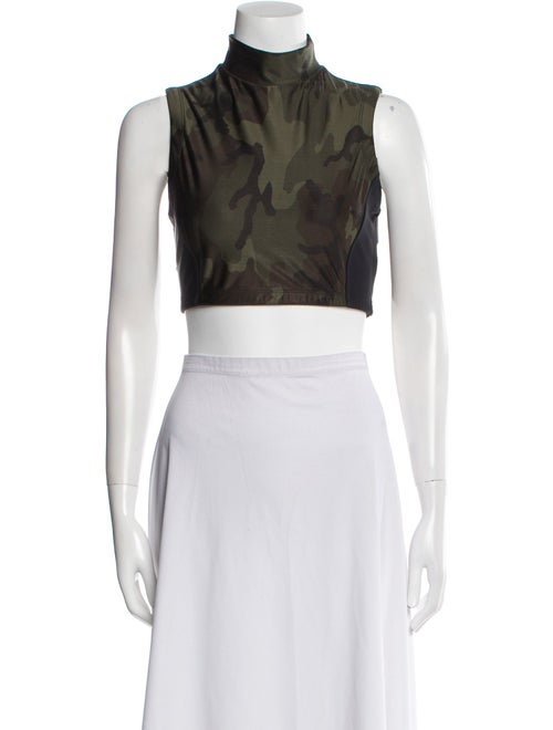 Monse Mock Neck Sleeveless Crop Top