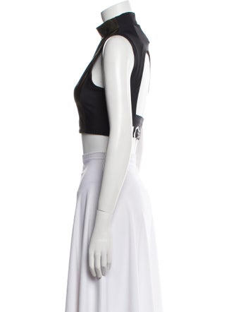 Monse Mock Neck Sleeveless Crop Top