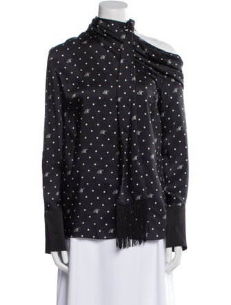 Monse Polka Dot Print Turtleneck Blouse