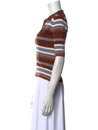 Monse Striped V-Neck Polo