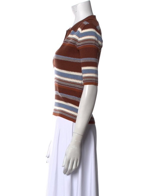 Monse Striped V-Neck Polo