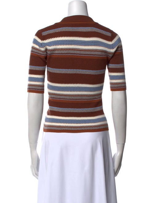 Monse Striped V-Neck Polo