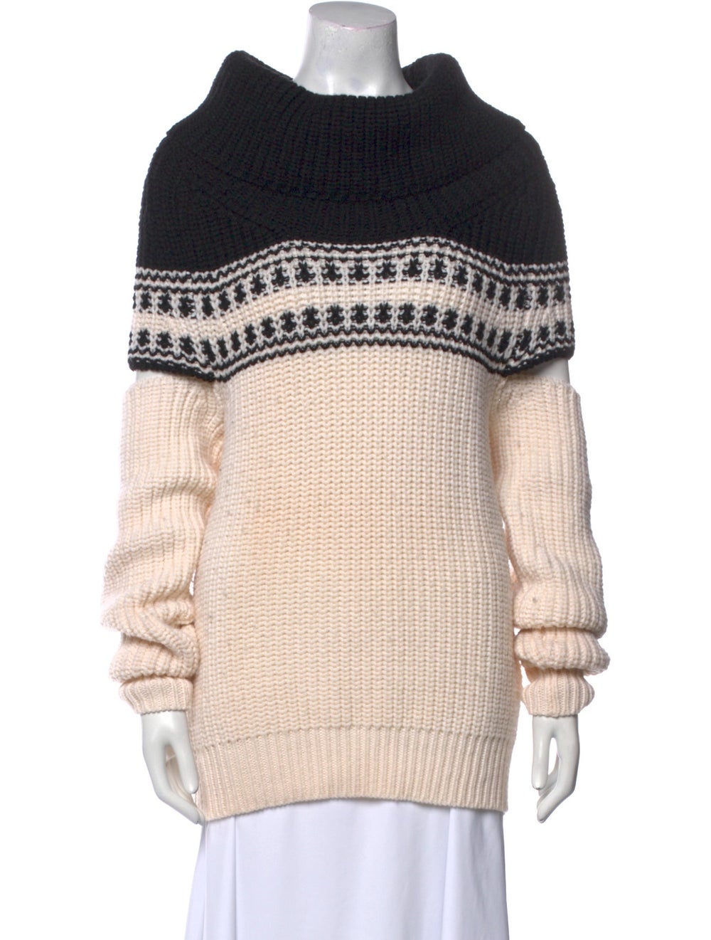 Monse Wool Turtleneck Neutrals & Red Striped Long… - image 1