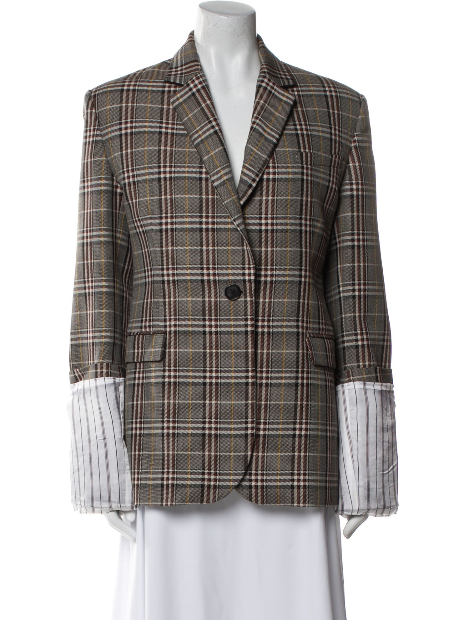 Monse Plaid Print Peacoat