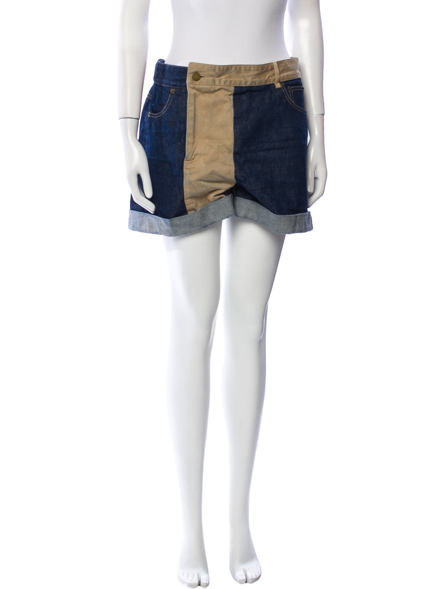 Monse Colorblock Pattern Mini Shorts