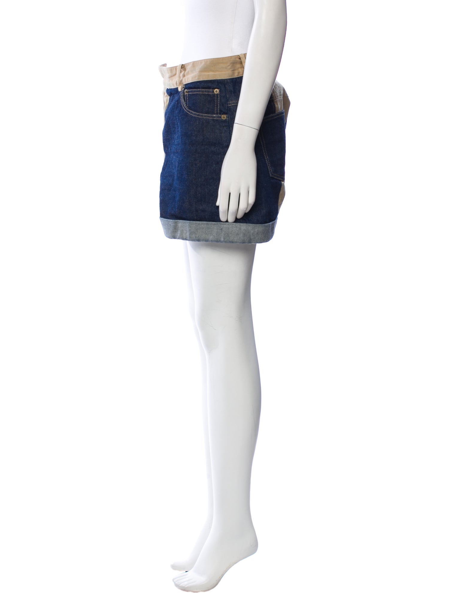 Monse Colorblock Pattern Mini Shorts